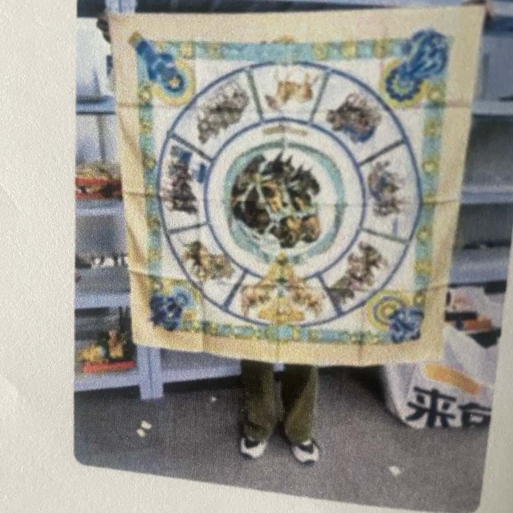 Hermes zodiac colorful large silk scarf